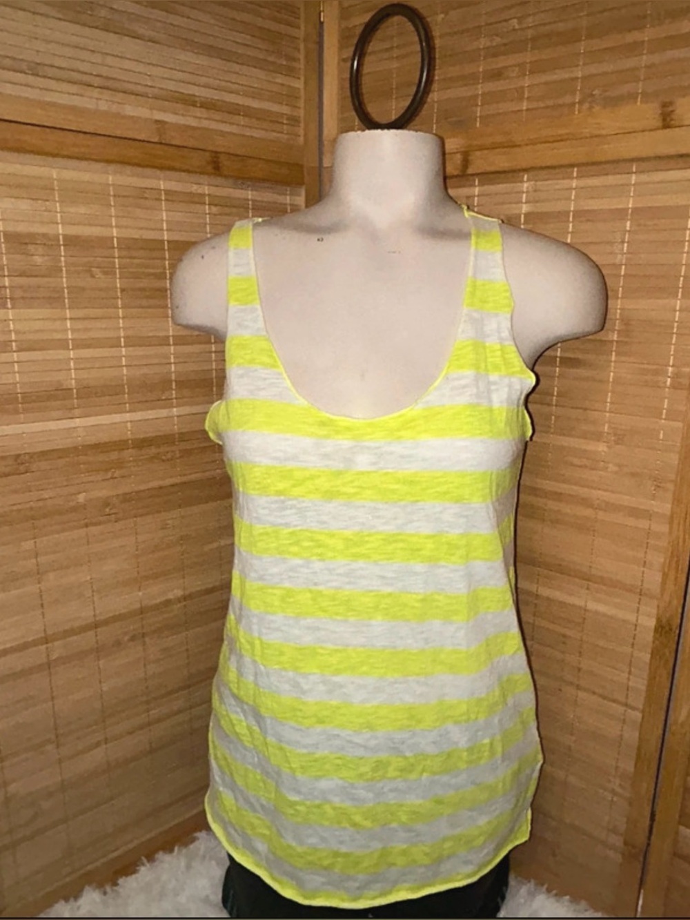 Forever 21 Vintage Y2K yellow white striped tank top shirt woman’s medium